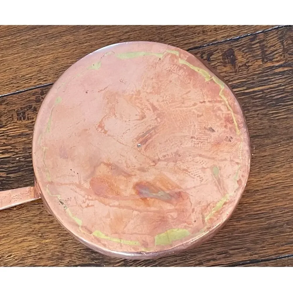 Vintage Large French Copper Saucepan with Copper Handle, Hammered Texture